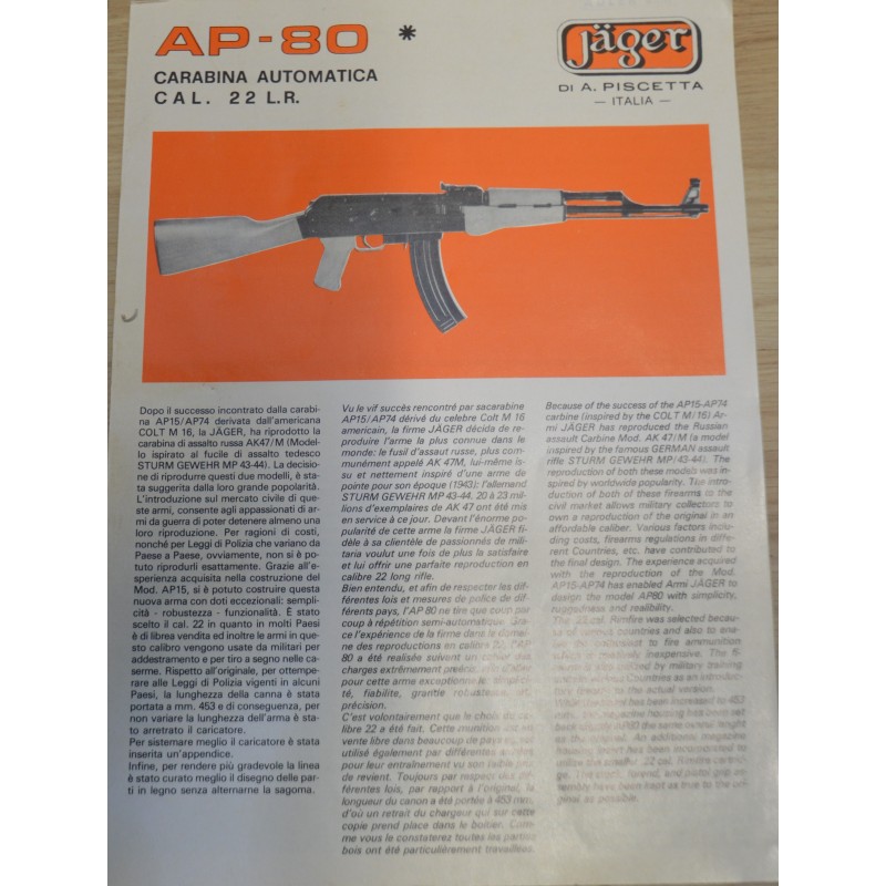 Armi Jager Ap 80 Ak47 | carabine ARMI JAGER mod. AP80 calibre 22 LR ...